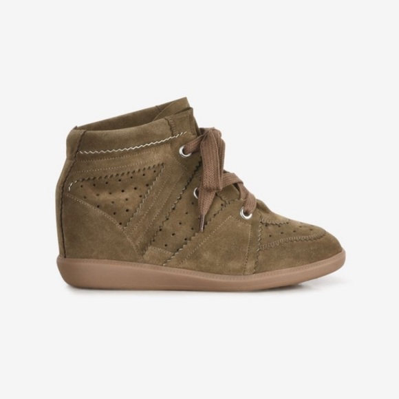 Isabel Marant Bobby Sneaker Brown Suede wedge platform Paris lace up sneaker - Picture 6 of 7